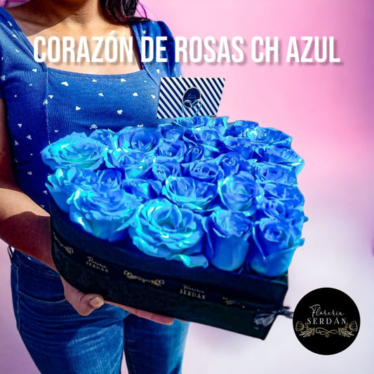 Corazón chico de rosas azules