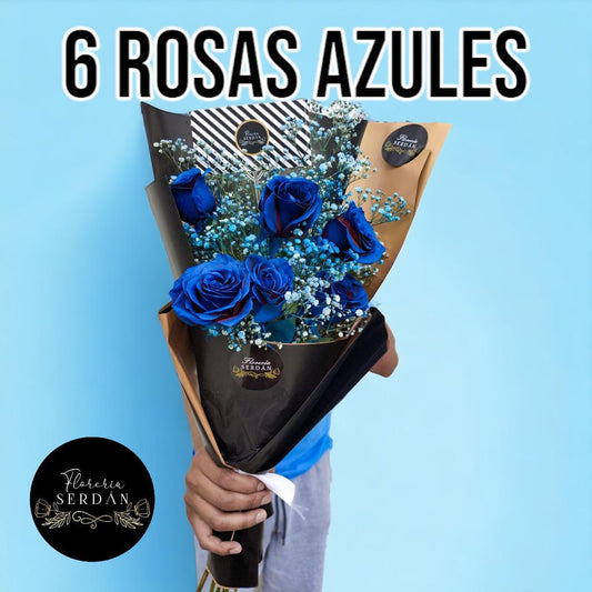 Ramo de 6 rosas azules
