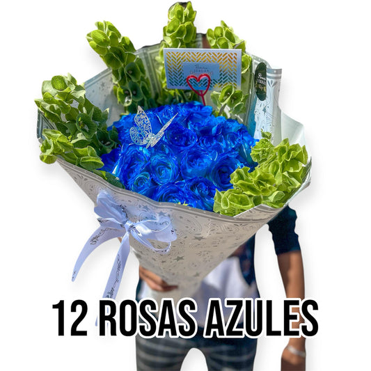 Ramo de 12 rosas azules