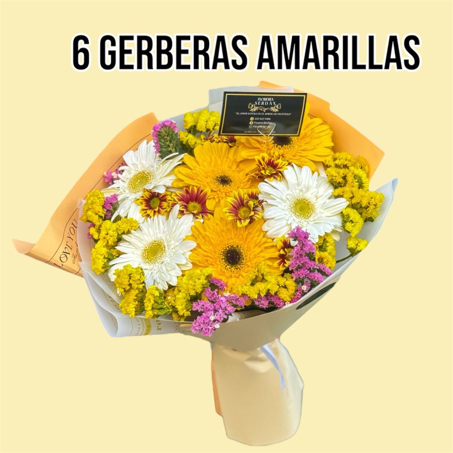 6 gerberas amarillas
